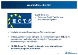 Vorteile des ECTS-Modulsystems
