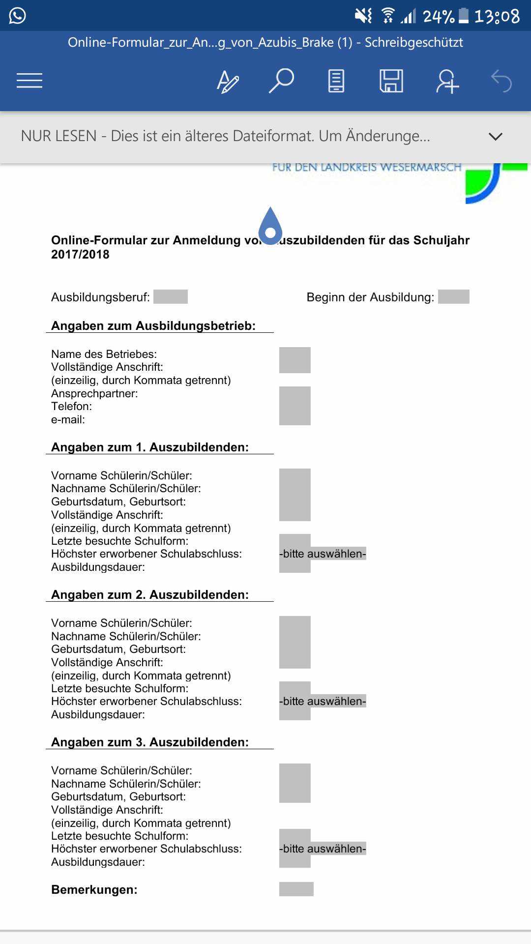 Was ist die Anmeldung zur Berufsschule?